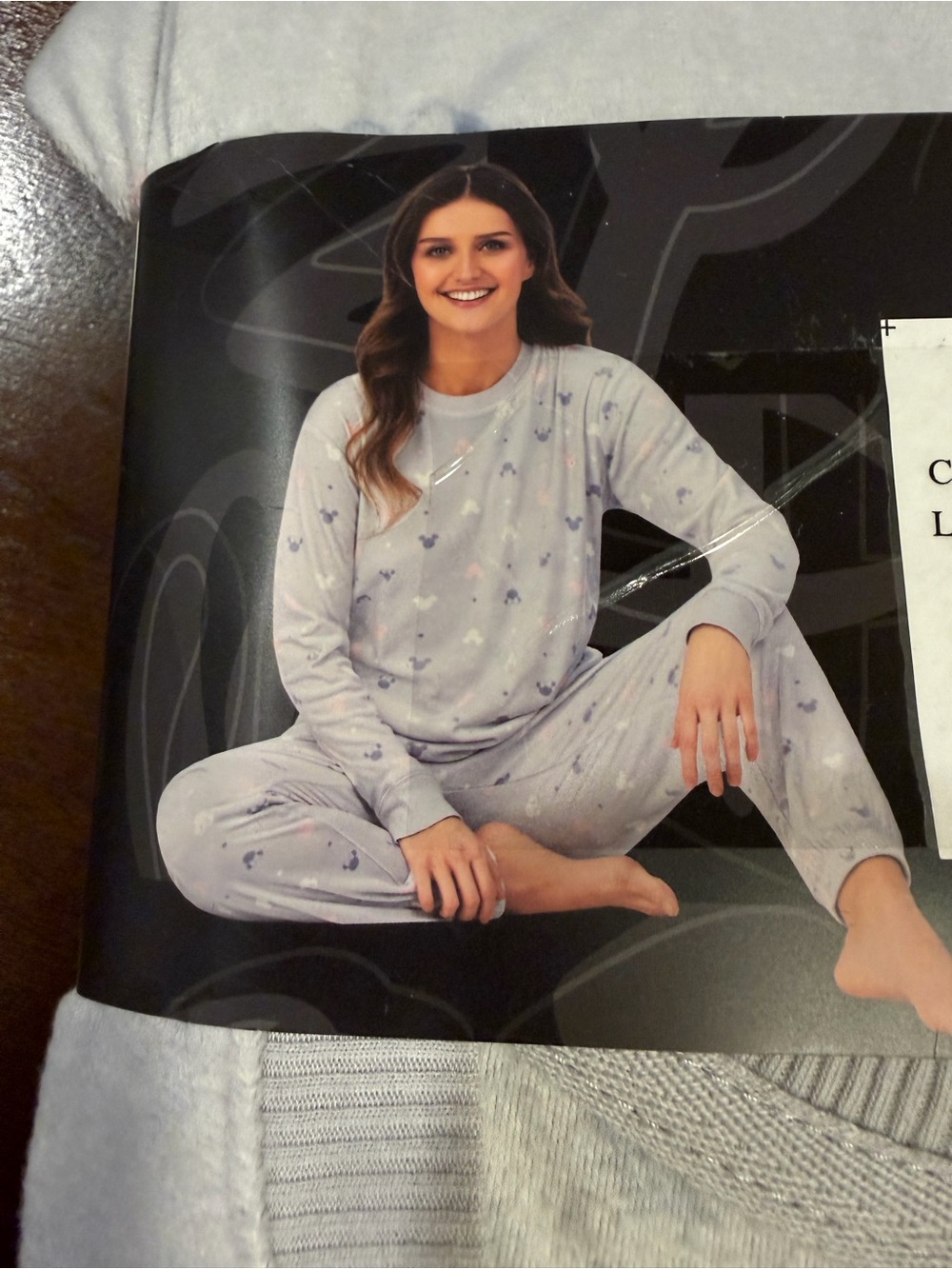 Disney Women's Light Gray Pajama Set with Subtle Print